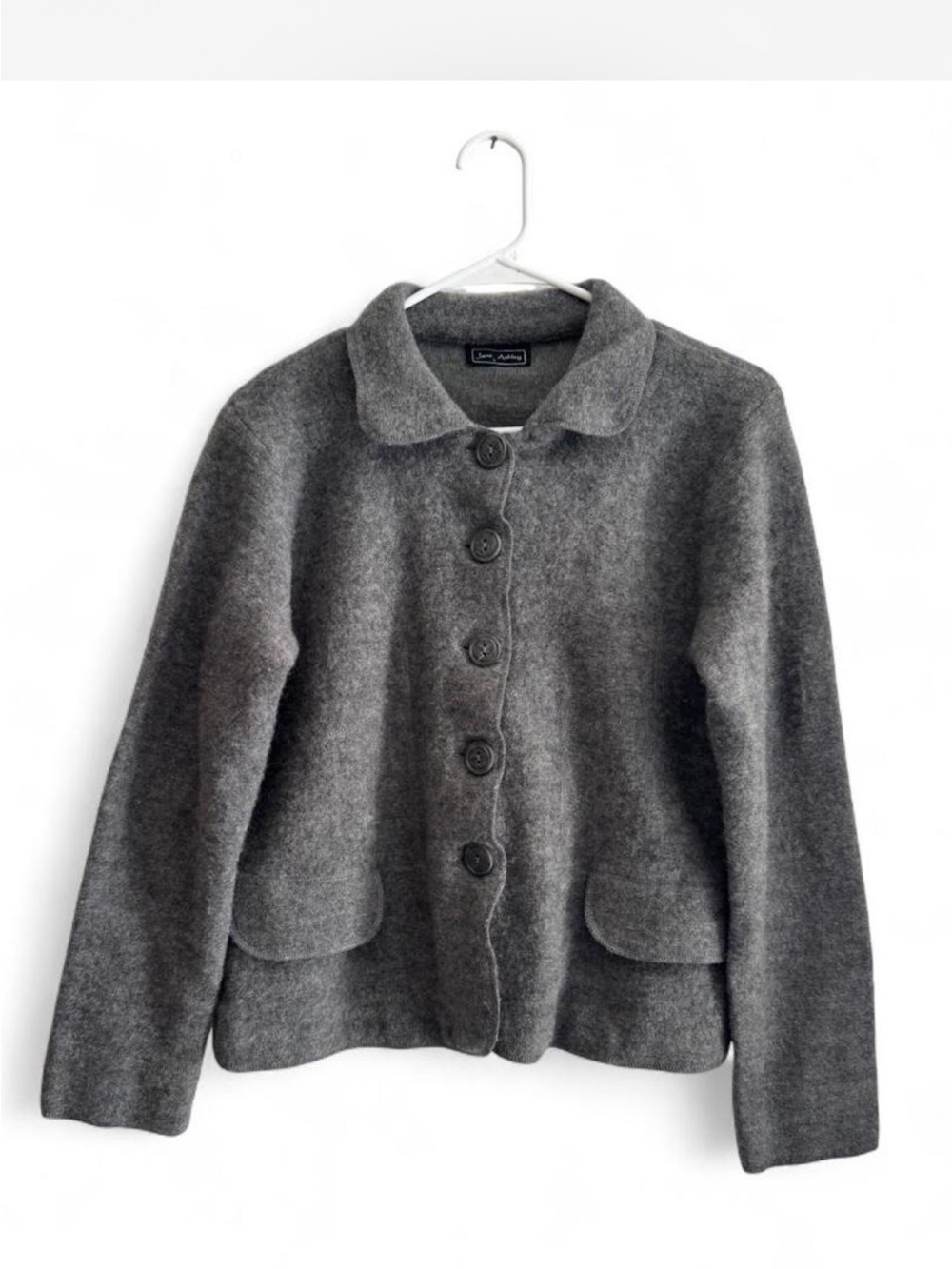 Jane Ashley Gray Button-Front Blazer Jacket cardigan women’s vintage size L